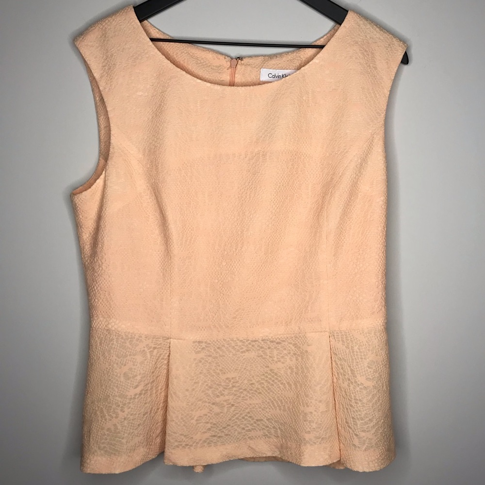 CALVIN KLEIN Pink Flared Career Blouse - L